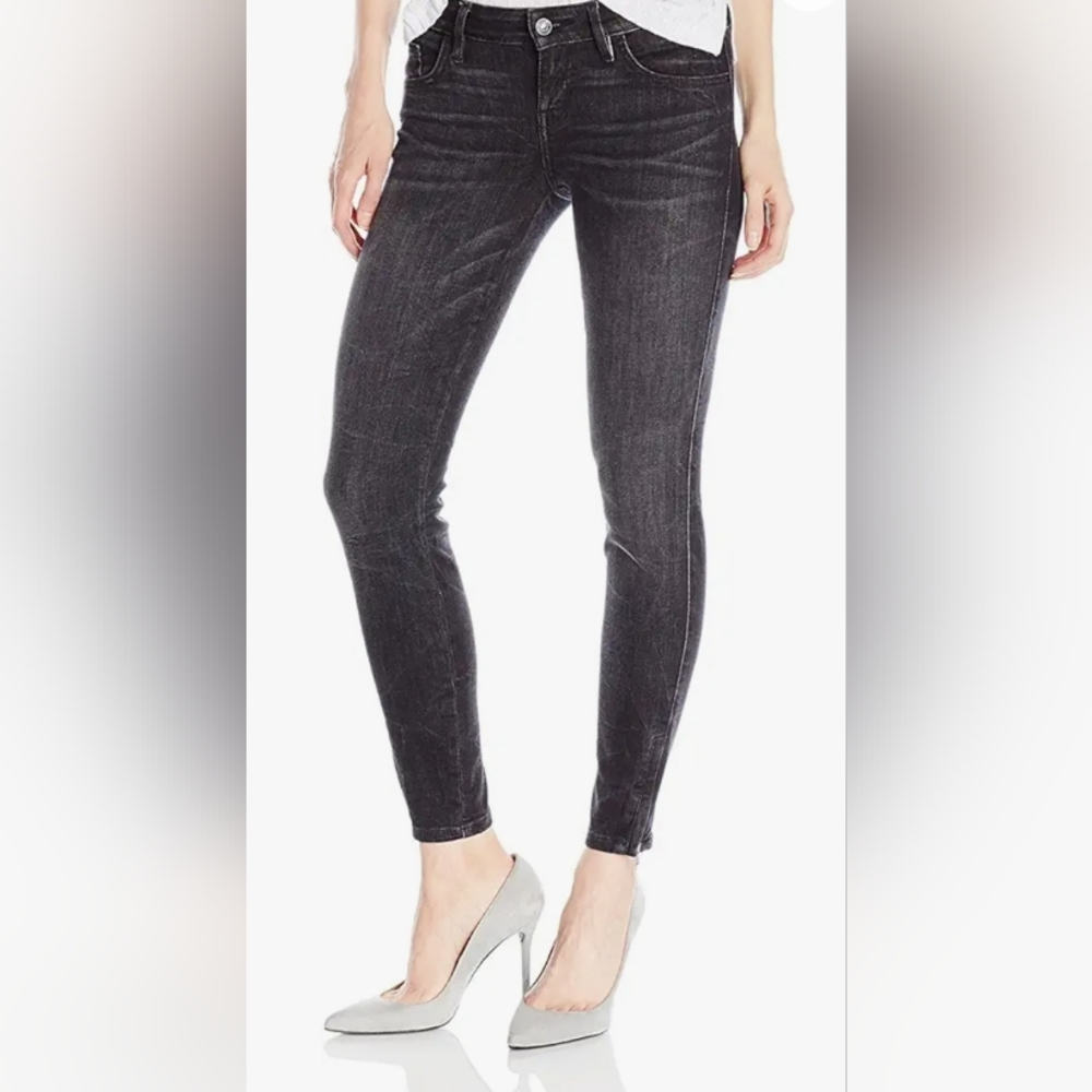Guess Marilyn 3 Zip Skinny Ankle Zipper Jean in Fade Black Wash sz 26